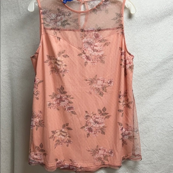 Apt. 9 Tops - APT.9 Women's sleeveless apricot flowered blouse